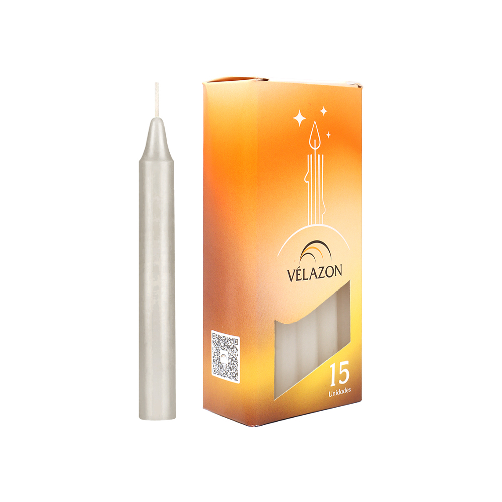 Velas de cera color blanco vélazon (15 u)