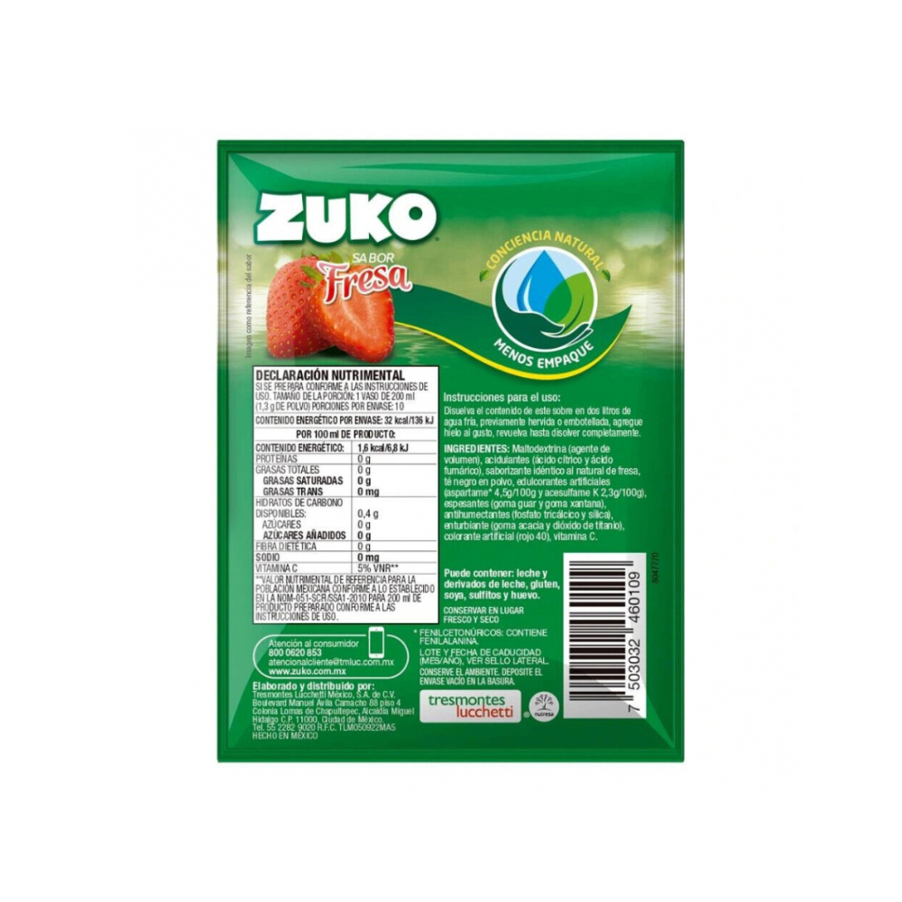 Combo refrescos zuko mandarina (5 x 13 g) + zuko fresa (5 x 13 g) + zuko limón (5 x 13 g)1