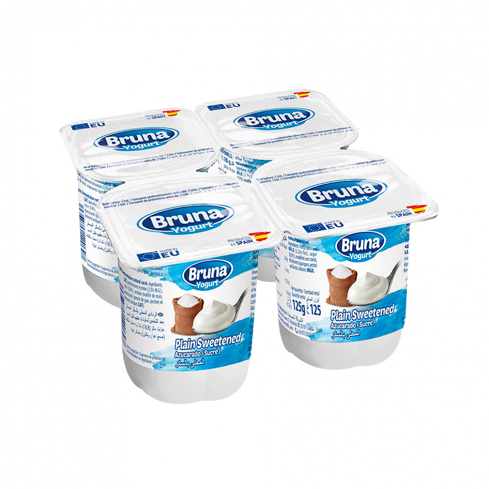 Yogurt pasteurizado natural azucarado Bruna (4 x 125 g / 4. 41 oz)