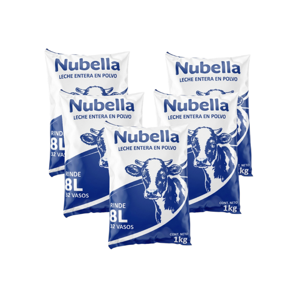Leche en polvo entera Nubella (5 x 1 kg / 2. 2 lb)