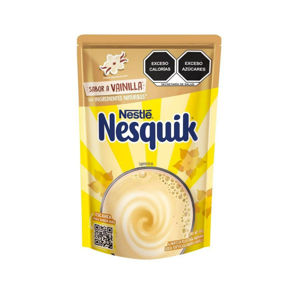 Alimento en polvo para preparar bebida fortificada sabor vainilla Nesquik Nestlé (357 g / 12. 59 oz)