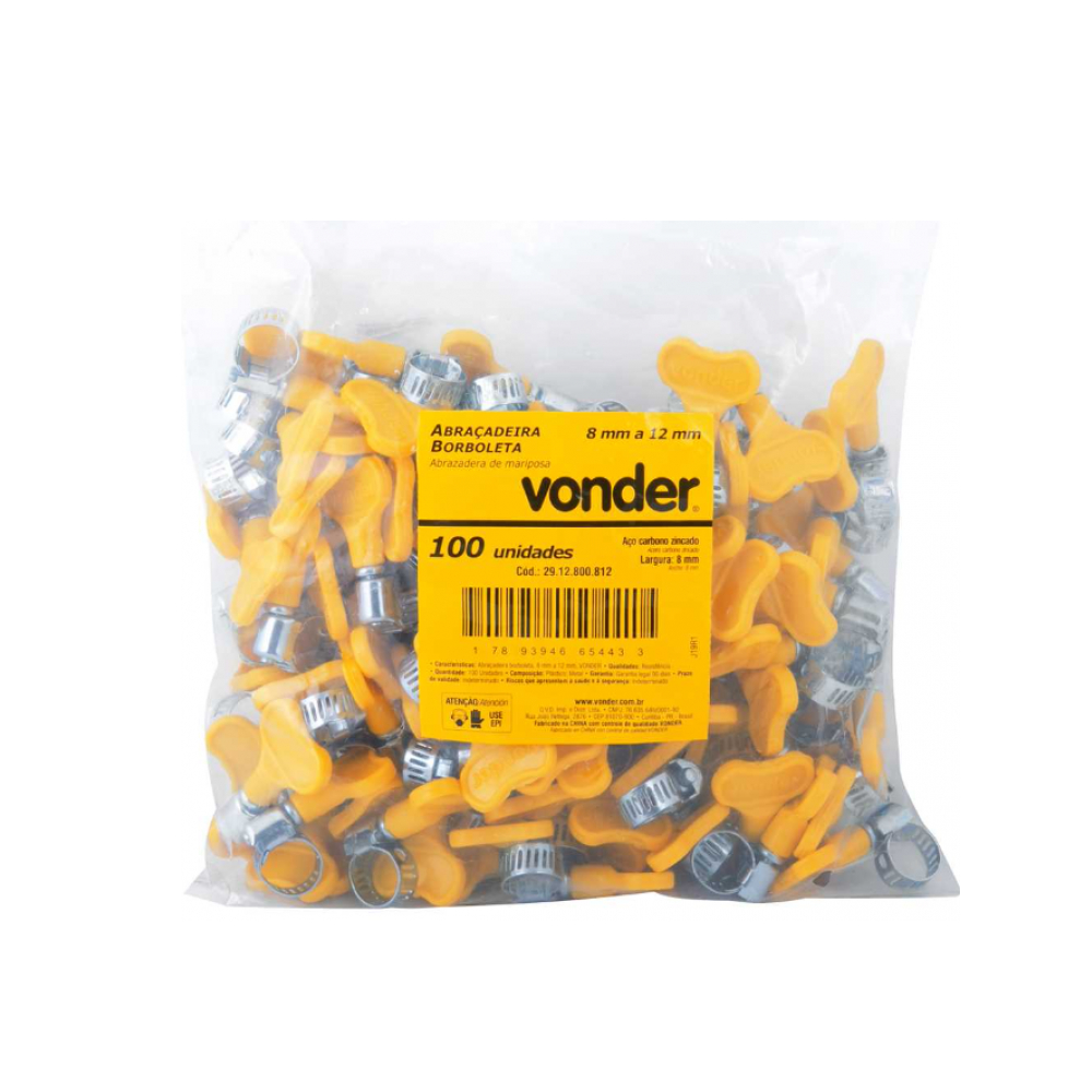 Abrazadera de mariposa de 8 mm a 12 mm Vonder (100 u)