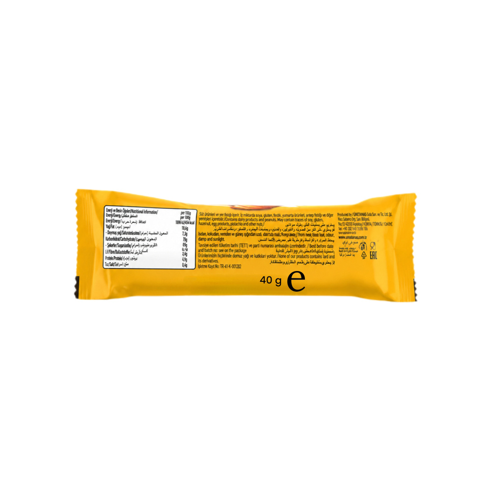 Barra de cacahuete con cobertura de cacao crujiente de maíz y arroz y caramelo Crash Tayas (40 g / 1. 41 oz)1