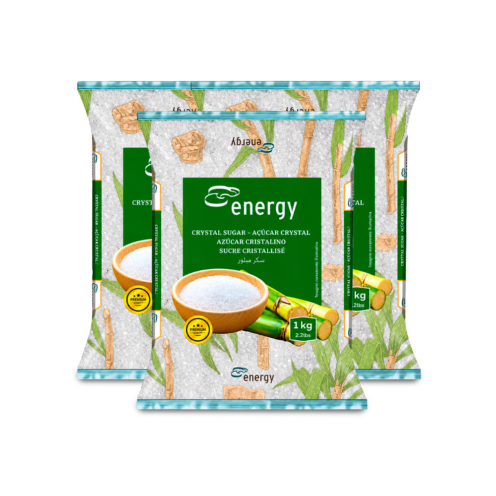 Azúcar blanca cristalina Energy (3 x 1 kg / 2. 2 lb)