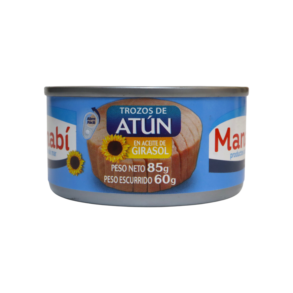 Atún en trozos en aceite de girasol Manabí (85 g / 3 oz)0