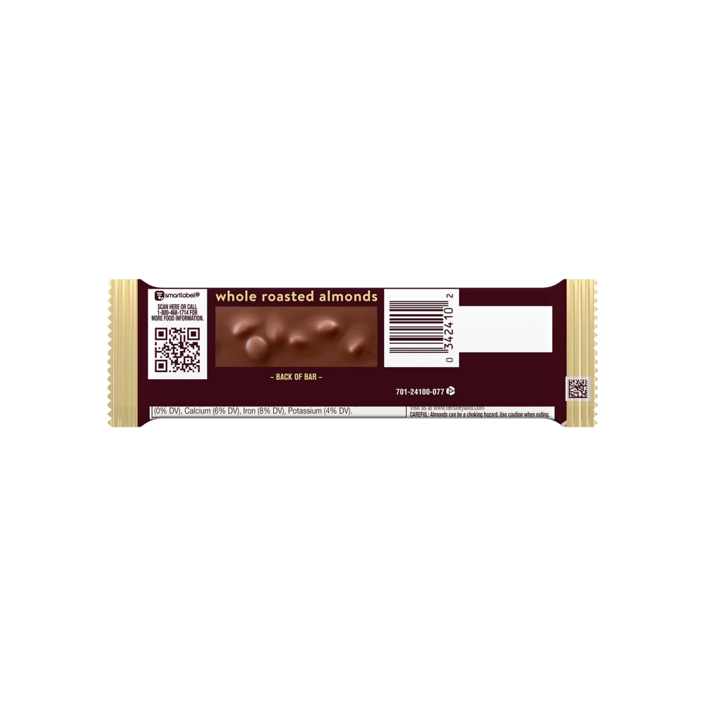 Barra de chocolate con leche y almendras Hershey's (41 g / 1. 45 oz)1