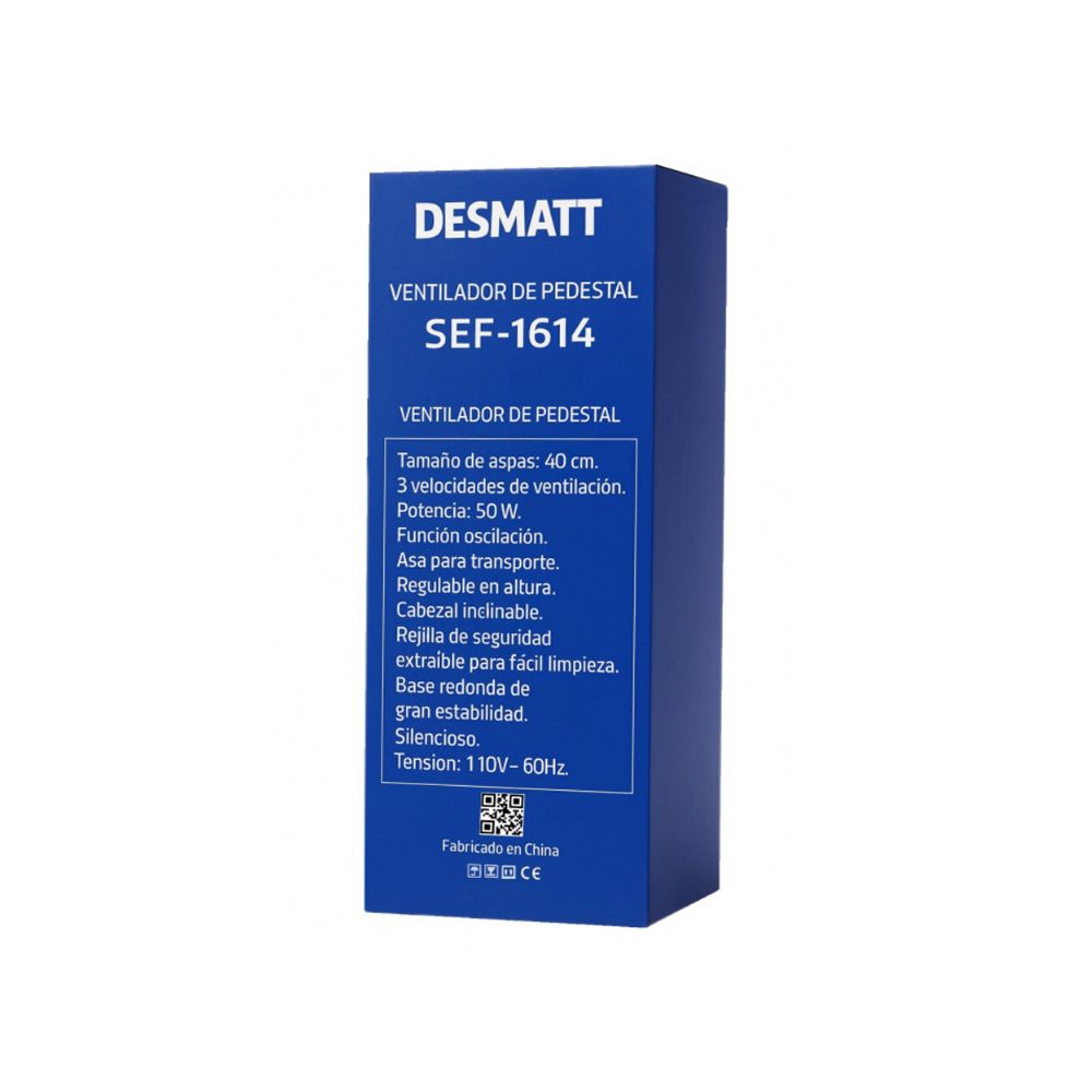 Ventilador de pedestal color blanco Desmatt sef-16143