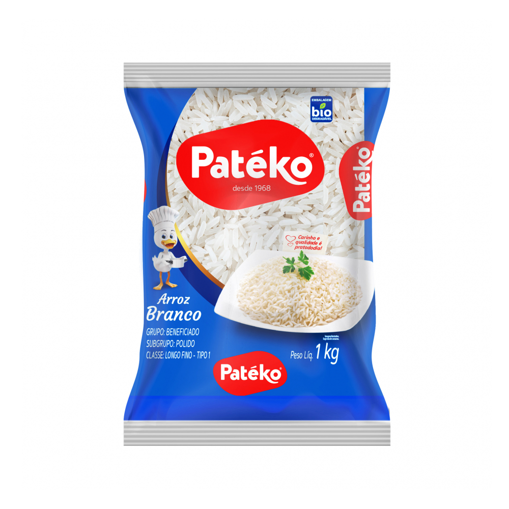 Arroz blanco de grano largo Patéko (1 kg / 2. 2 lb)