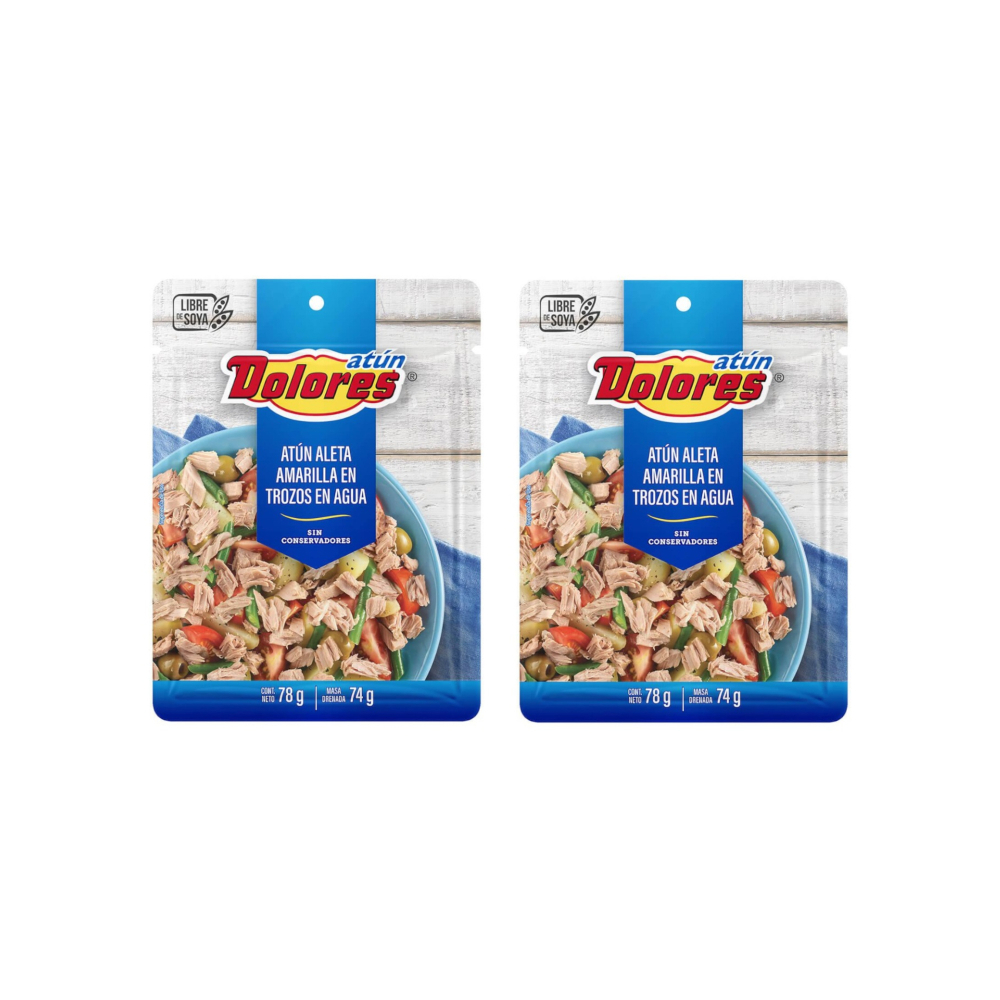 Atún aleta amarilla en trozos en agua Dolores (2 x 78 g / 2. 75 oz)
