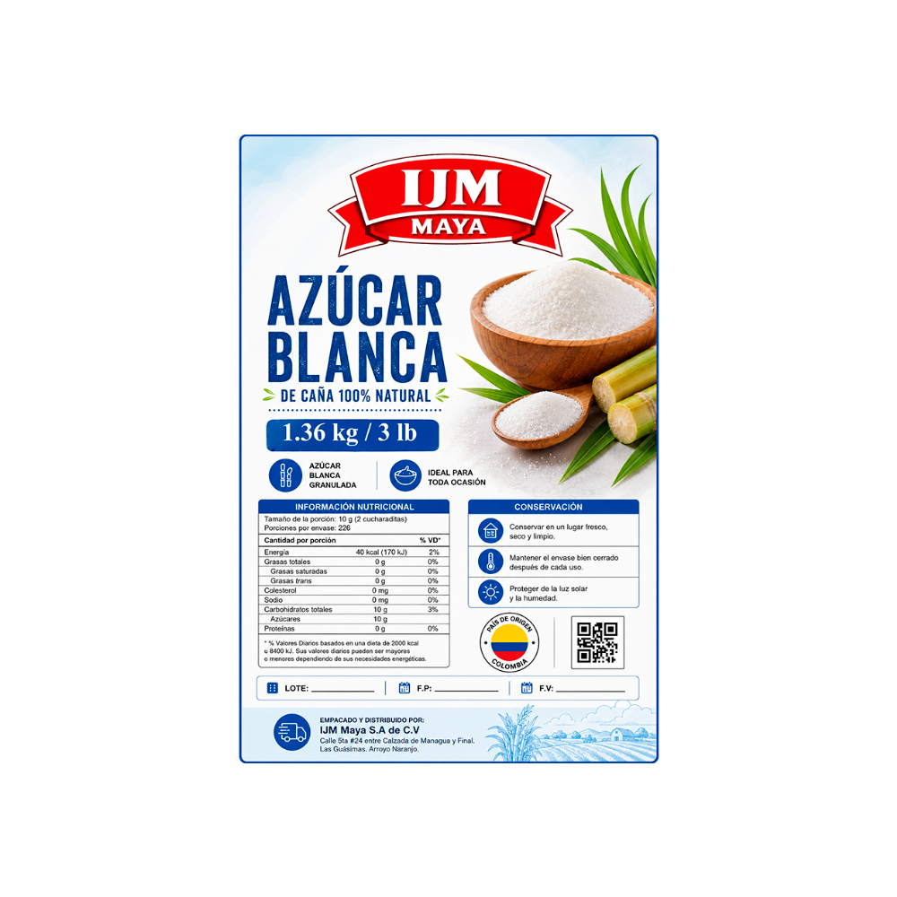 Azúcar blanca ijm Maya (1. 36 kg / 3 lb)4