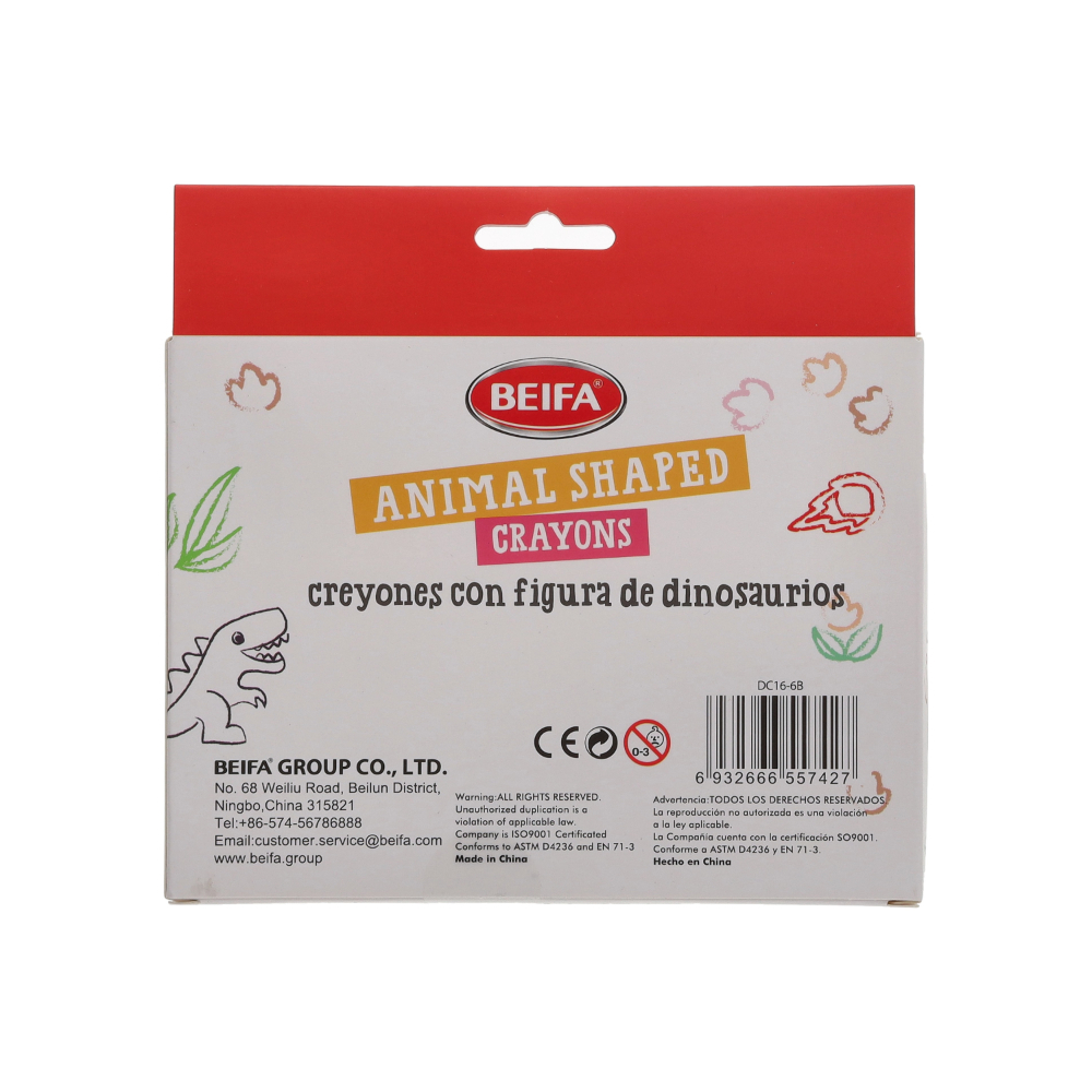 Crayolas con figura de dinosaurios beifa (6 u)1