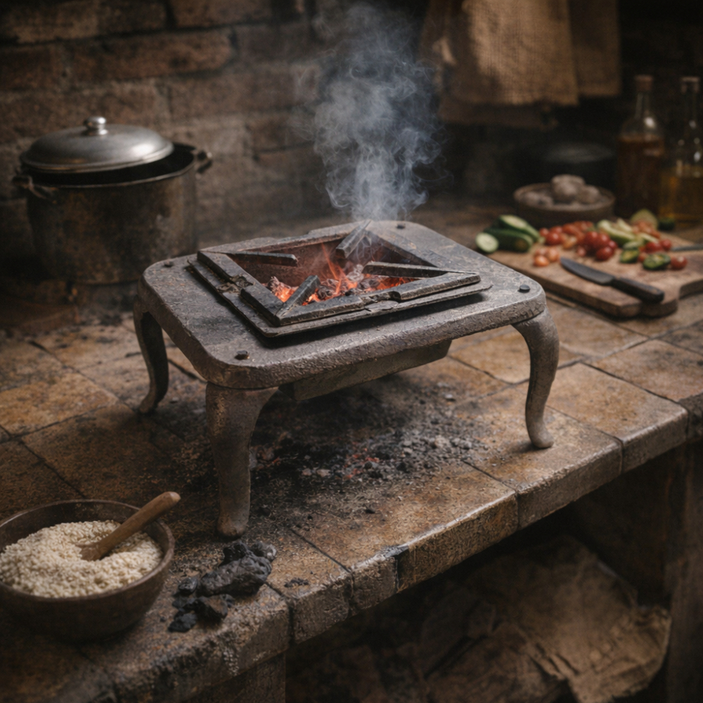 Cocina pequeña de carbón de 1 hornilla3