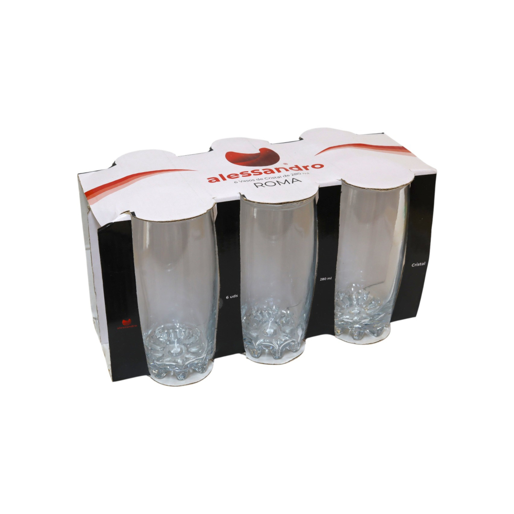 Juego de 6 vasos cristal agua Roma 280 ml Alessandro2