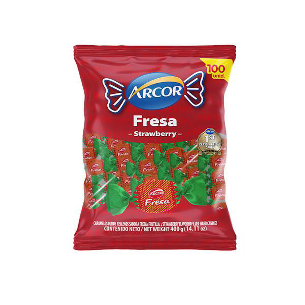 Caramelos duros rellenos sabor a fresa Arcor (400 g / 14. 11 oz)