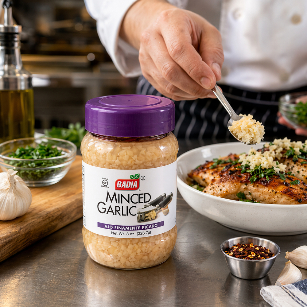 Ajo finamente picado Badia (226. 7 g / 8 oz)3