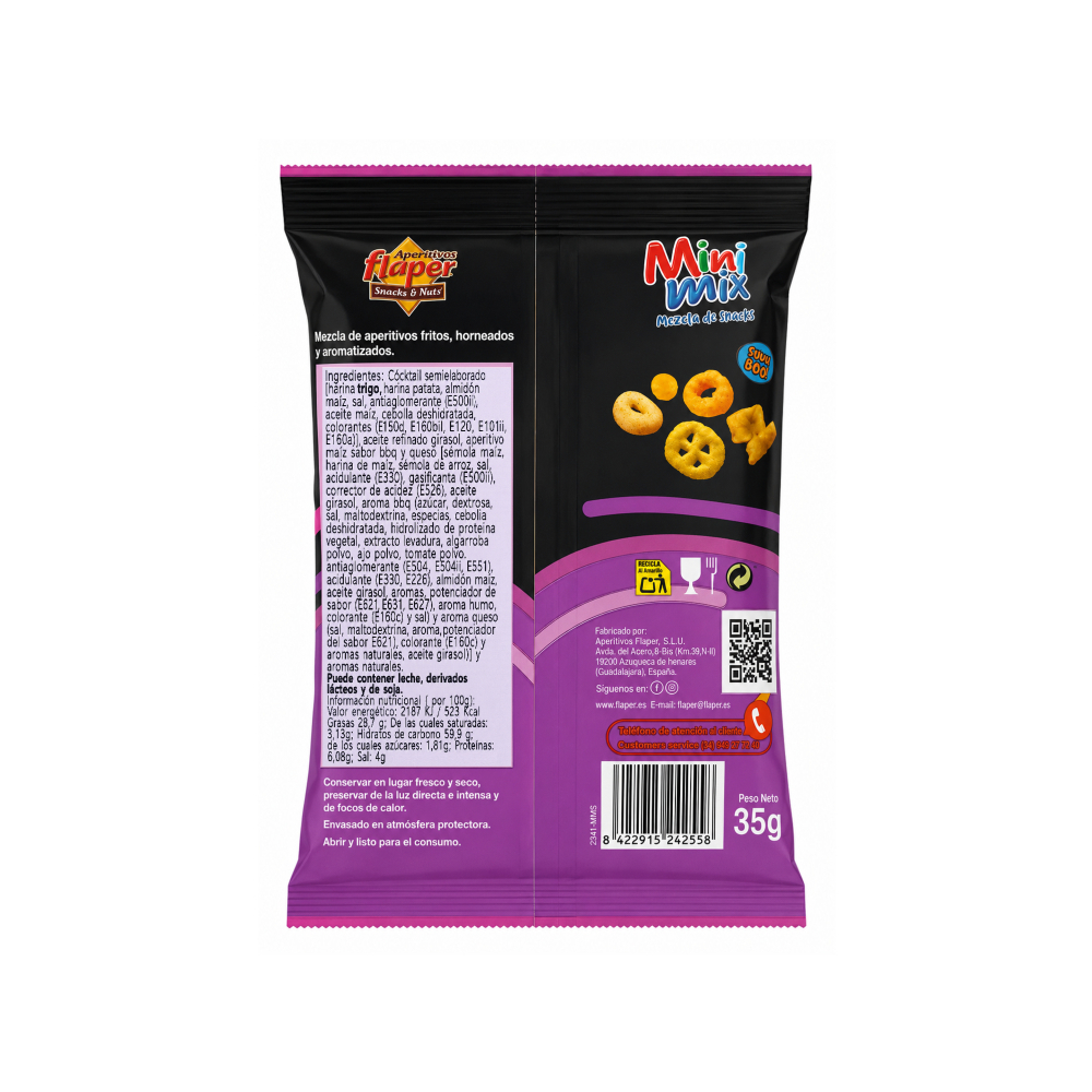Mezcla de aperitivos fritos, horneados y aromatizados sabor bbq dulce Flaper Mini Mix (35 g / 1. 23 oz)2