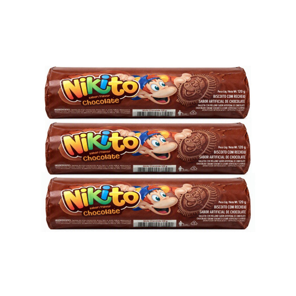 Galletas dulces con crema sabor chocolate Nikito (3 x 120 g / 4. 23 oz)0