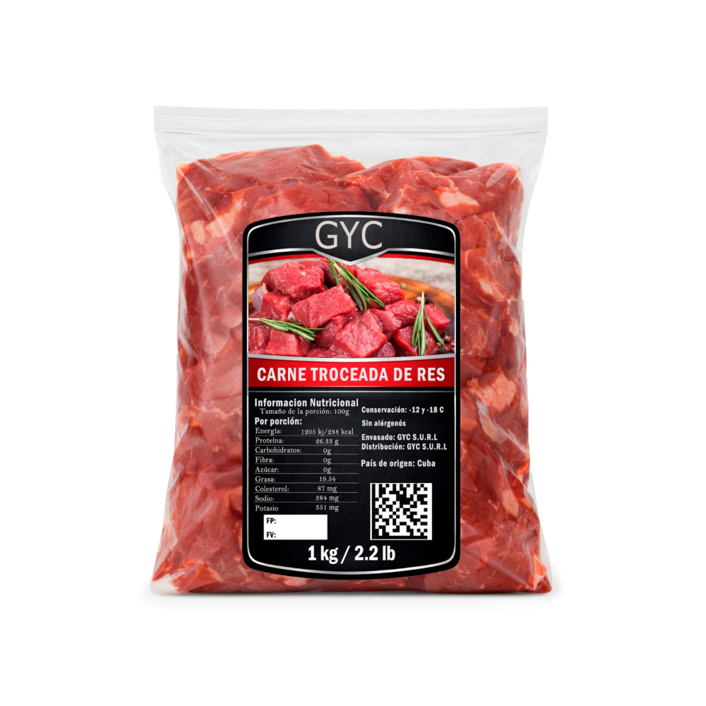 Carne troceada de res gyc (1 kg / 2. 2 lb)