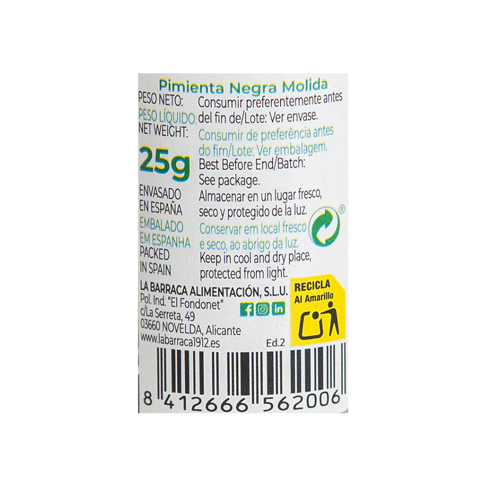 Pimienta negra molida La Barraca (25 g)2