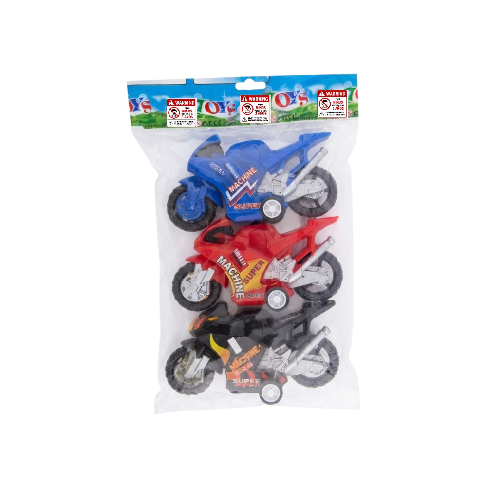 Juego de 3 motocicletas plásticas de fricción Gutza1