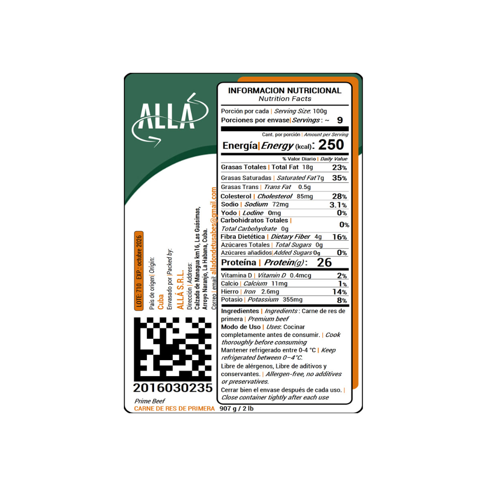Carne de res de primera allÁ (907 g / 2 lb)2