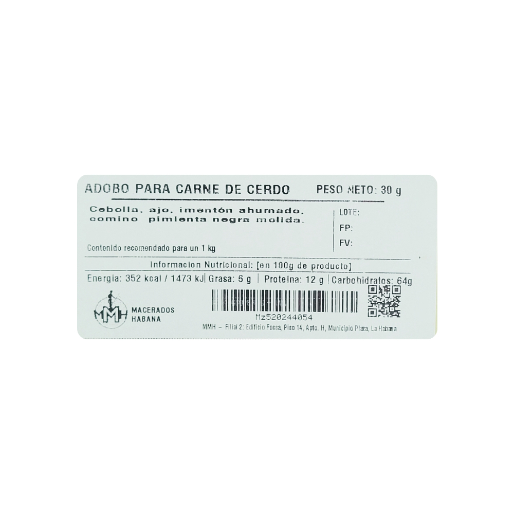 Adobo para carne de cerdo Macerados Habana (30 g / 1. 06 oz)1