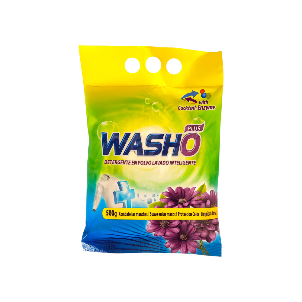 Detergente en polvo lavado inteligente Washo plus (500 g / 1. 10 lb)