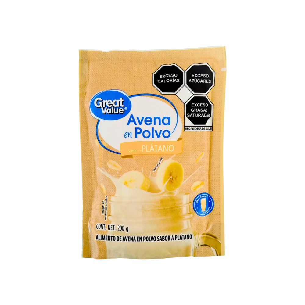 Avena para licuado instantáneo sabor plátano Great Value (200 g / 7. 05 oz)4