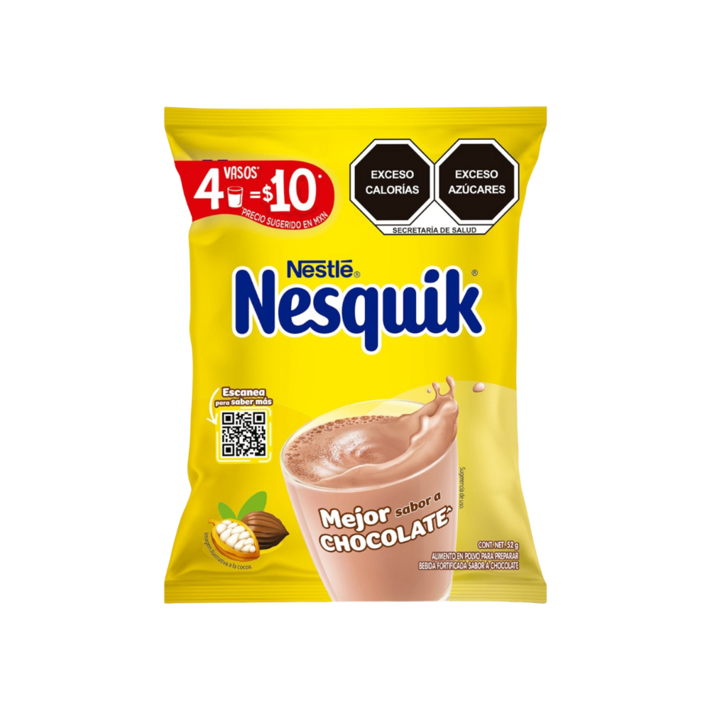 Alimento en polvo para preparar bebida fortificada sabor chocolate Nesquik Nestlé (52 g / 1. 83 oz)0