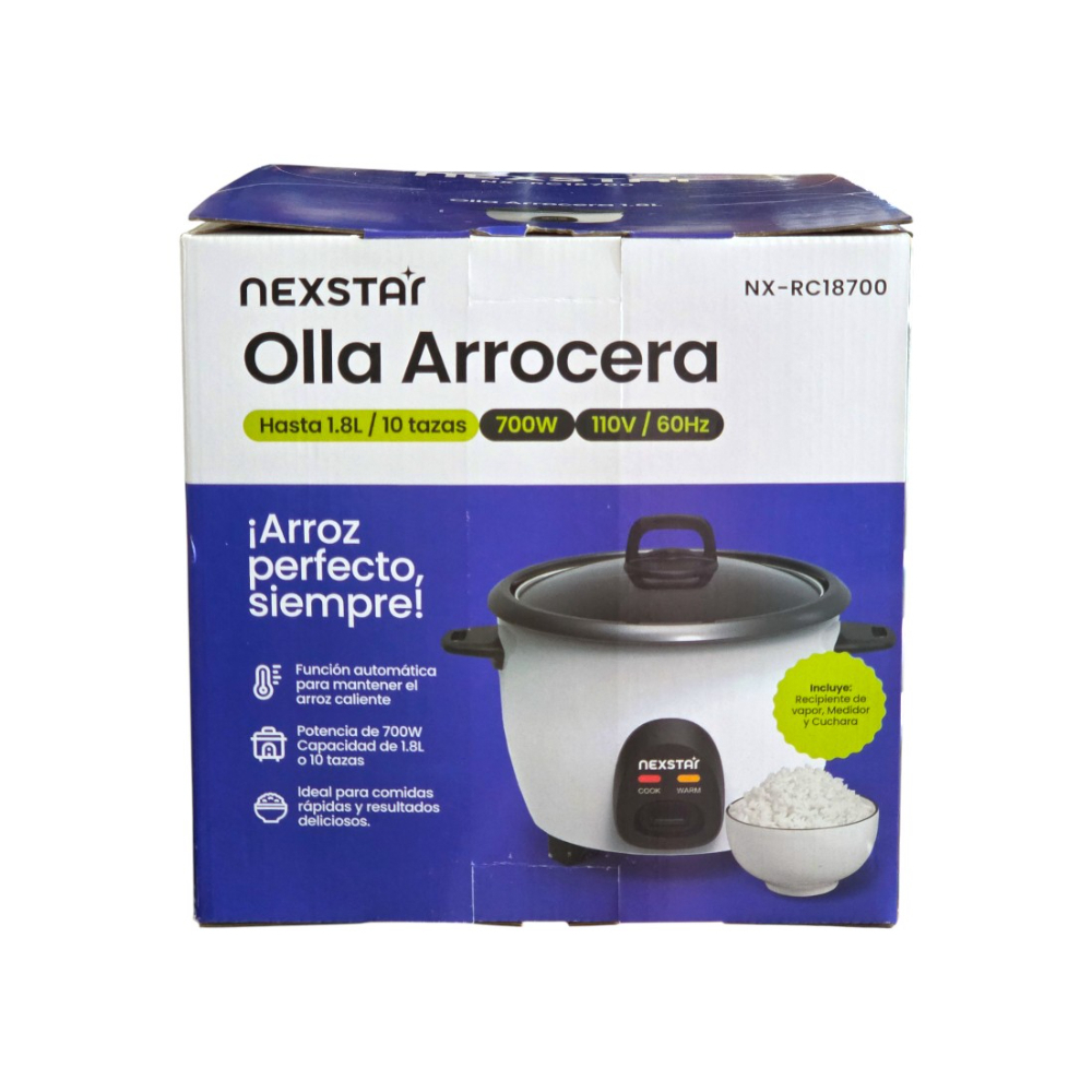 Olla arrocera de 1. 8 l color blanco Nexstar nx-RC187003