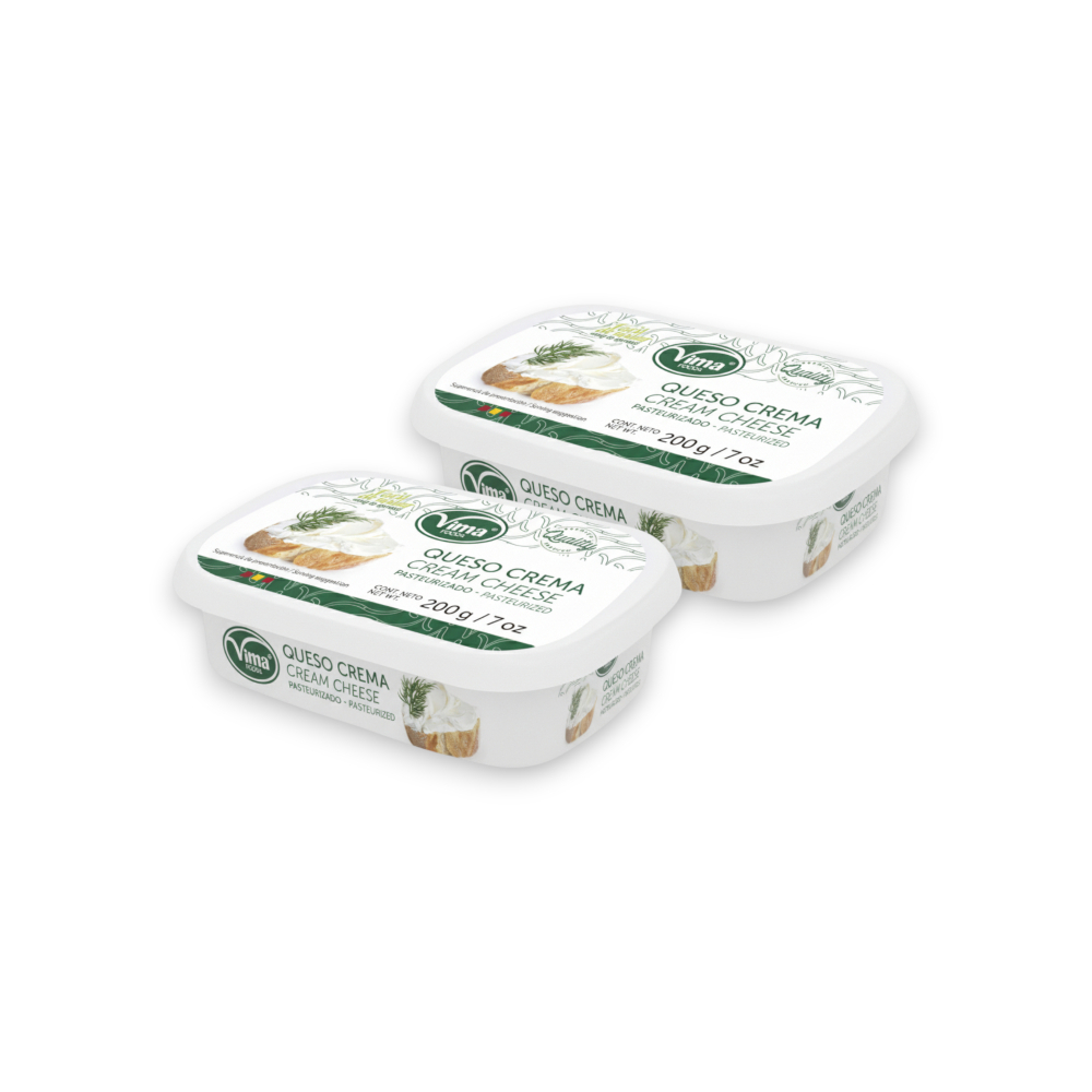 Queso crema pasteurizado Vima Foods (2 x 200 g / 7 oz)