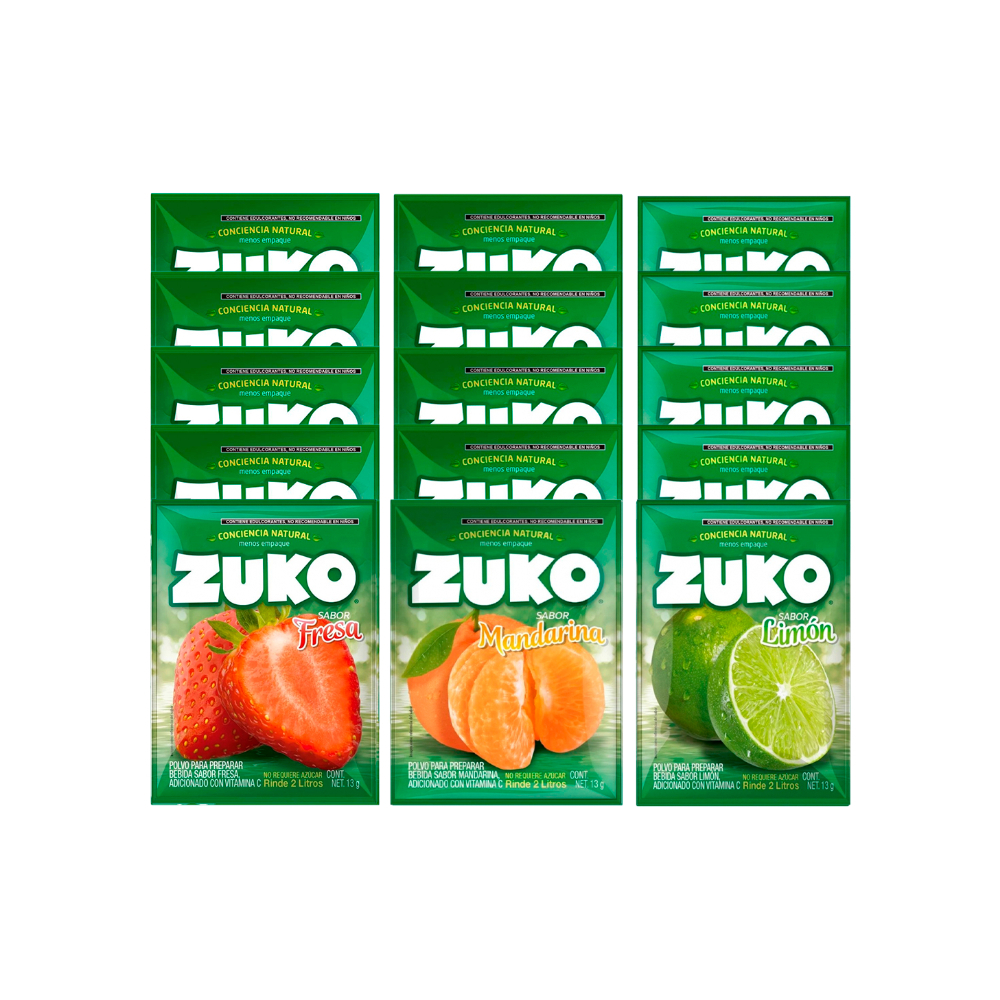 Combo refrescos zuko mandarina (5 x 13 g) + zuko fresa (5 x 13 g) + zuko limón (5 x 13 g)0
