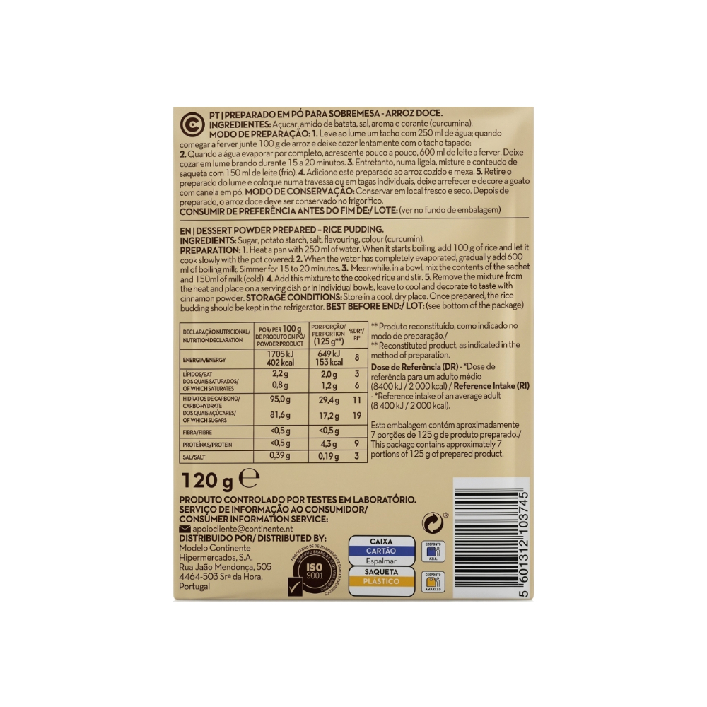 Arroz dulce Continente (120 g / 4. 23 oz)1