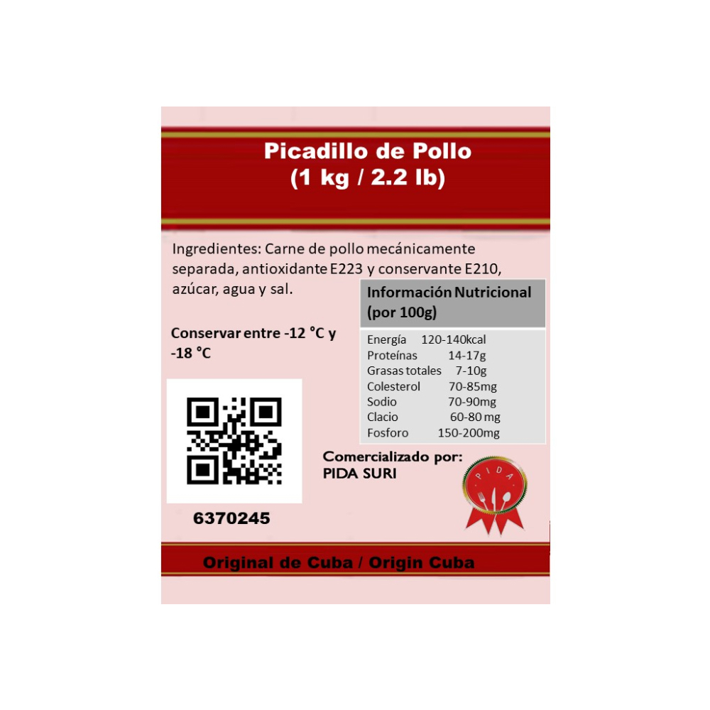 Picadillo de pollo Pida (1 kg / 2. 2 lb)2