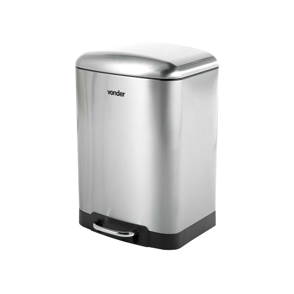Cesto de basura - basurero rectangular de acero inoxidable color gris Vonder (12 l)