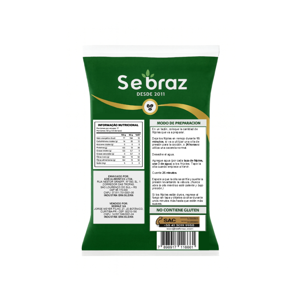 Frijol negro Sebraz (1 kg / 2. 2 lb)1