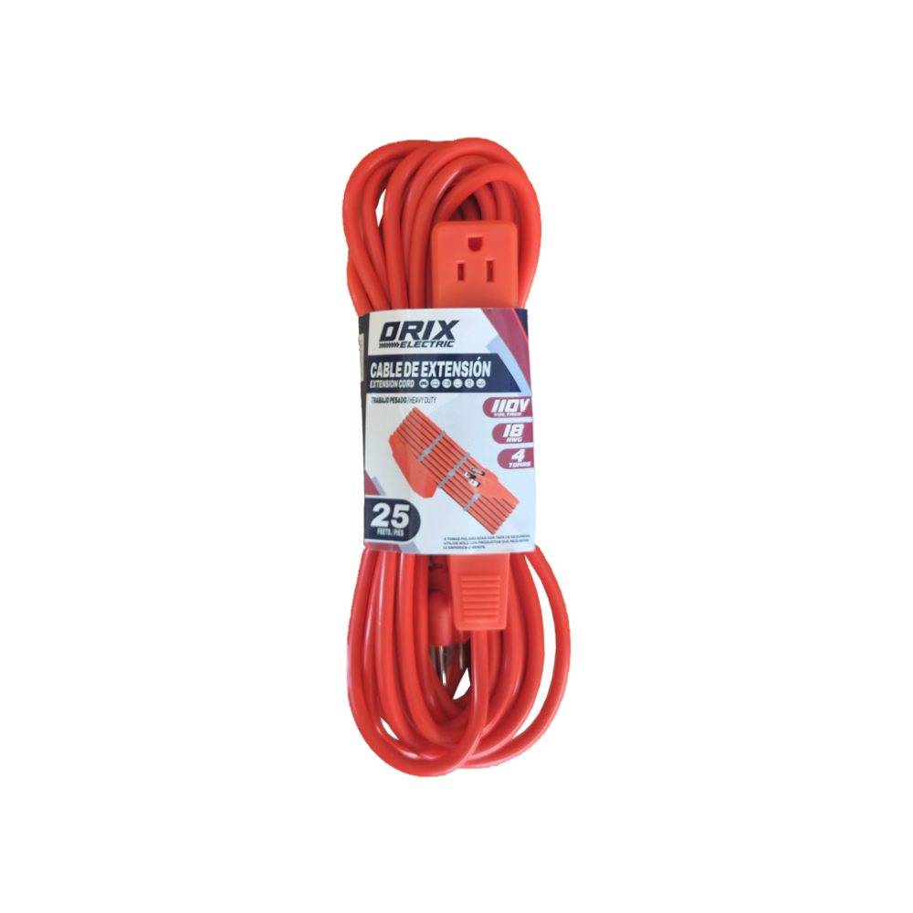 Extensión eléctrica de 4 tomas 7 m / 25 ft Orix0