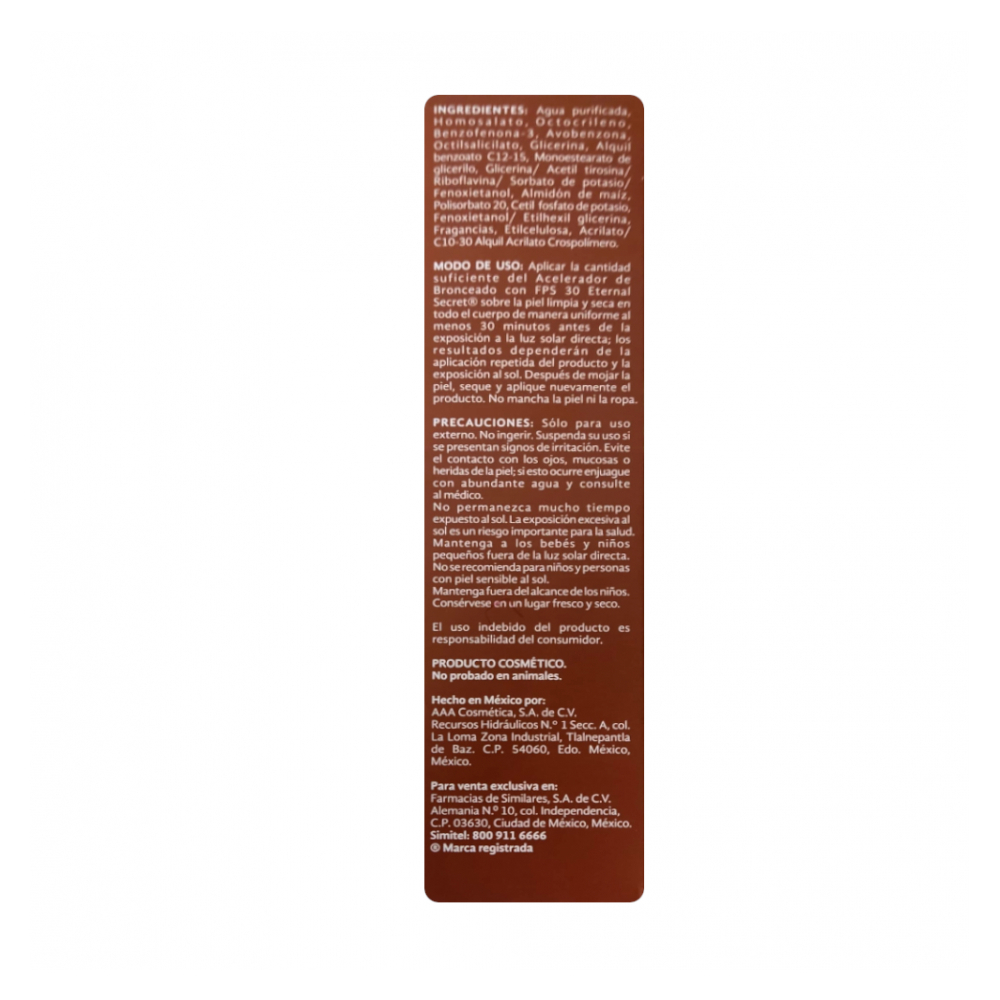 Acelerador de bronceado fps 30 Eternal Secret (125 ml / 4. 39 fl. Oz)1