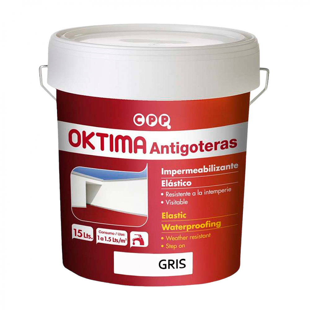 Impermeabilizante elástico exterior 15 l de color gris Oktima