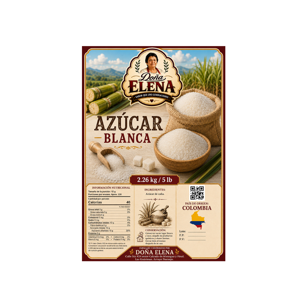 Azúcar blanca Doña Elena (2. 26 kg / 5 lb)1