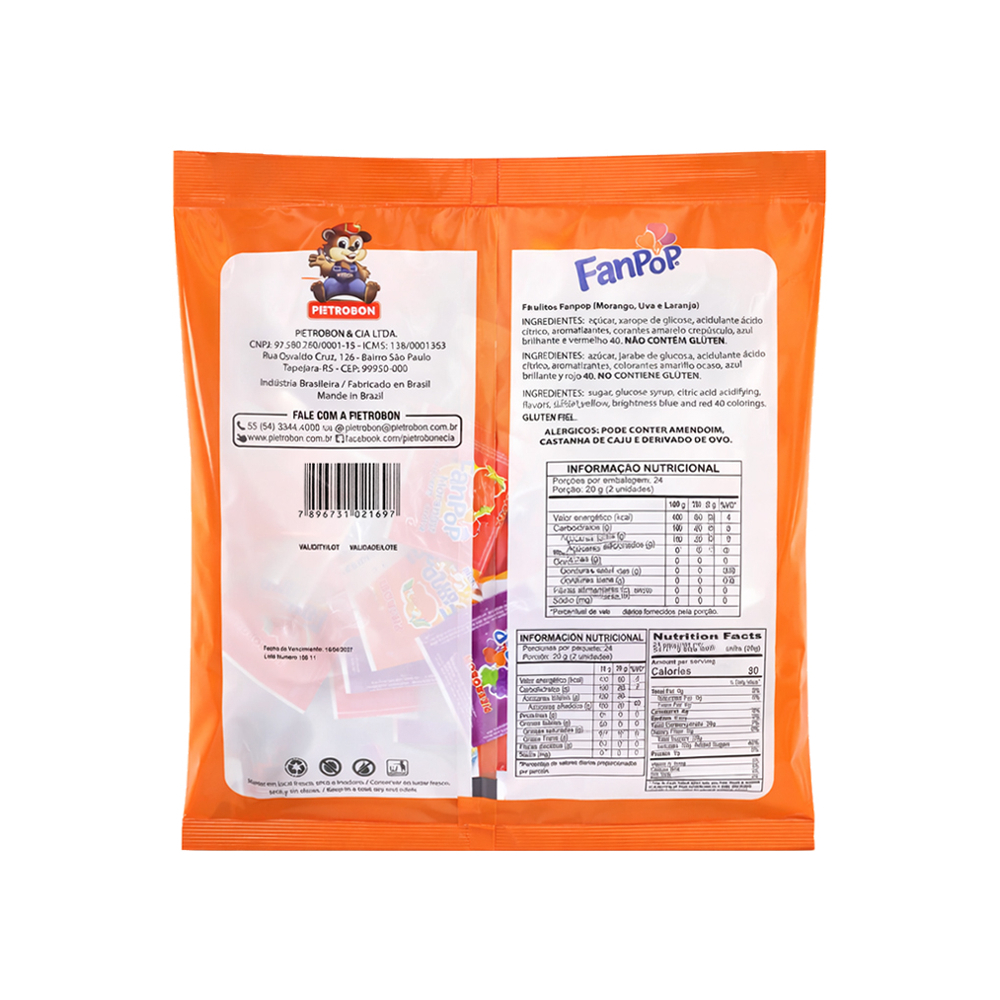 Chupetines sabores surtidos FanPop Pietrobon (480 g / 1. 06 lb)1