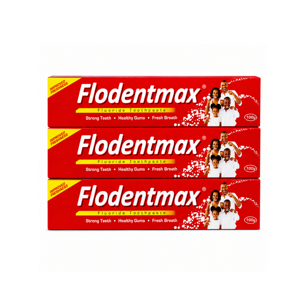 Cepillo y pasta dental con flúor Flodentmax (3 x 100 g / 3. 5 oz)