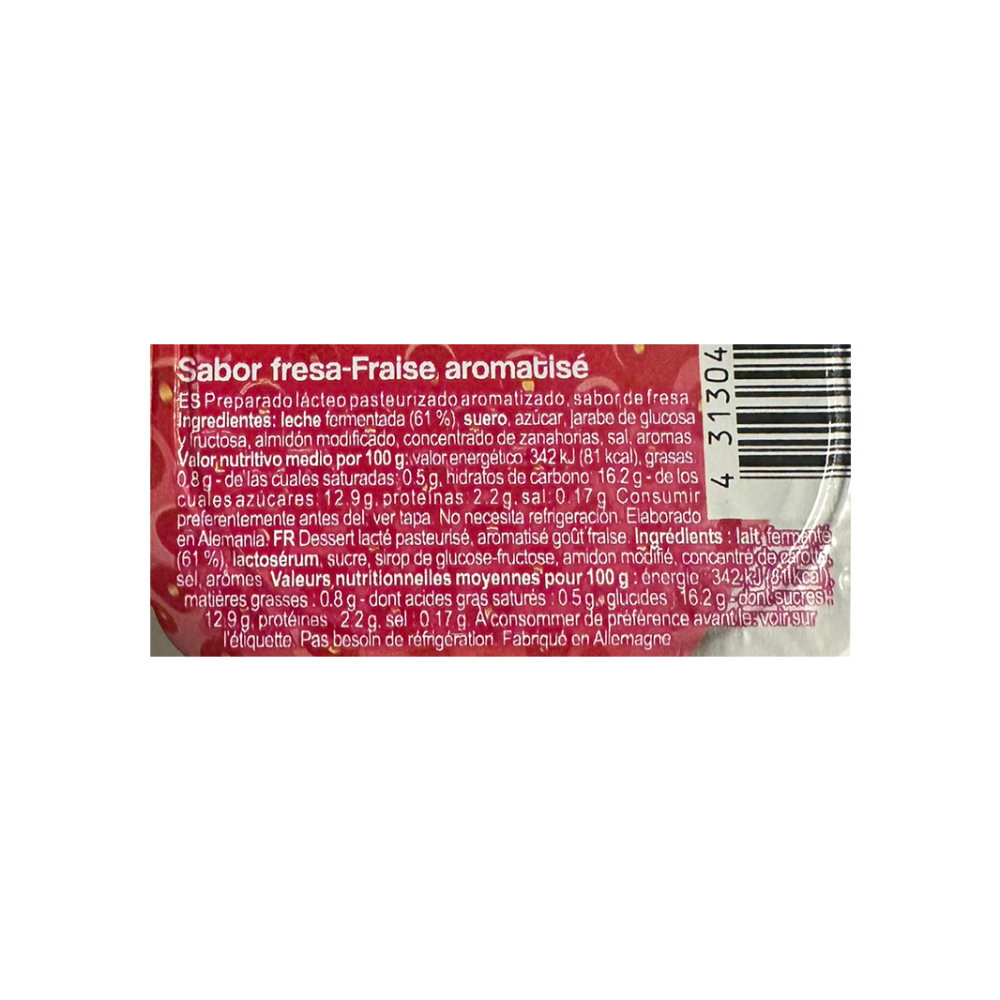 Yogurt sabor fresa Yoqo (4 x 125 g / 4. 41 oz)2