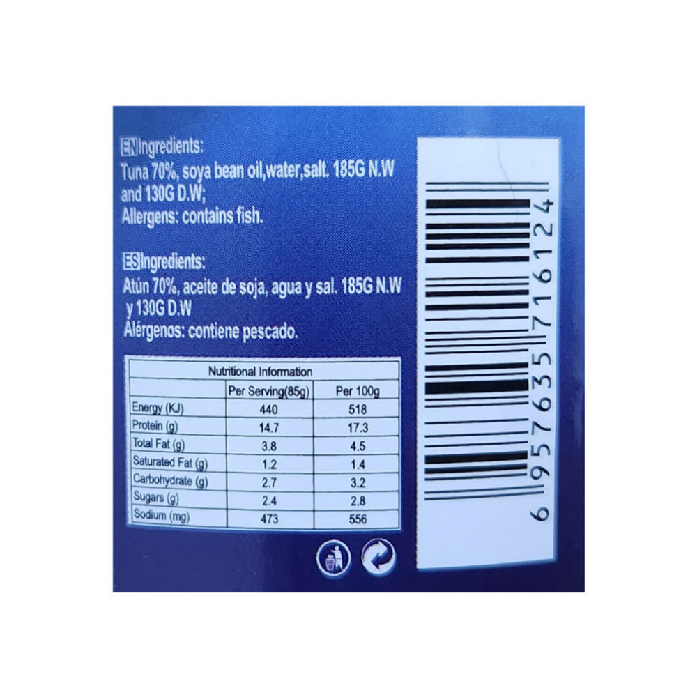 Atún lomitos en aceite Lucy (8 x 185 g / 6. 53 oz)3