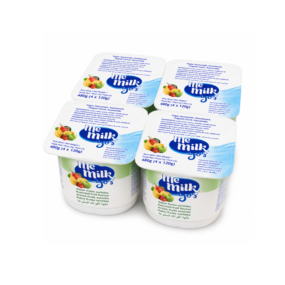 Yogur pasteurizado con sabor a multifrutas Me Milk (4 x 120 g / 4. 23)