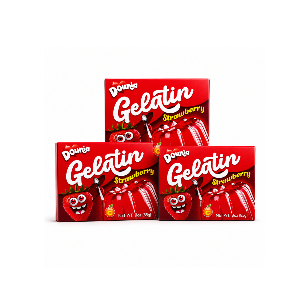 Gelatina con sabor a fresa Dounia (3 x 85 g / 3 oz)