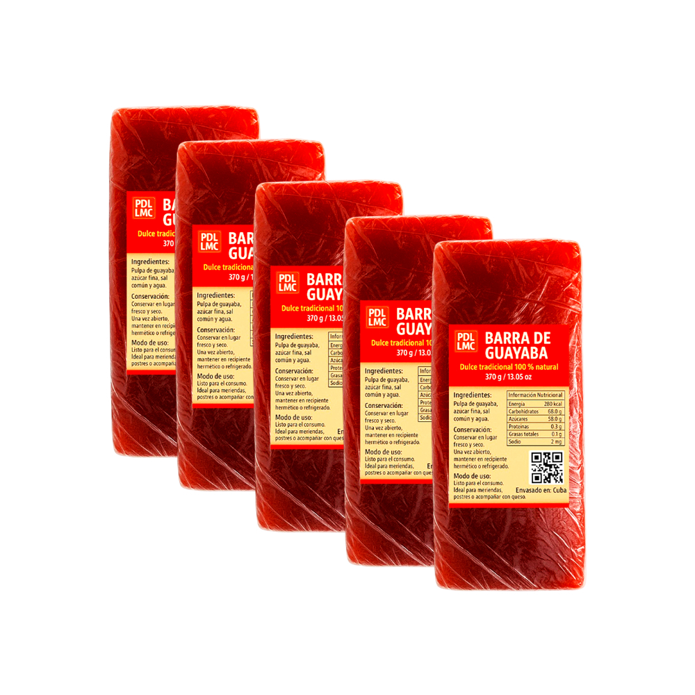 Barra de guayaba – dulce tradicional 100% natural (5 x 370 g / 13. 05 oz)0