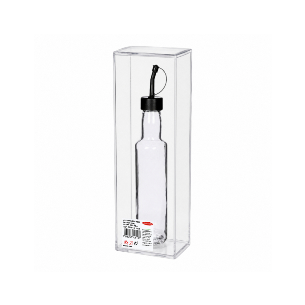 Aceitera/vinajera redonda cristal tapón antigoteo 250 ml Alessandro3