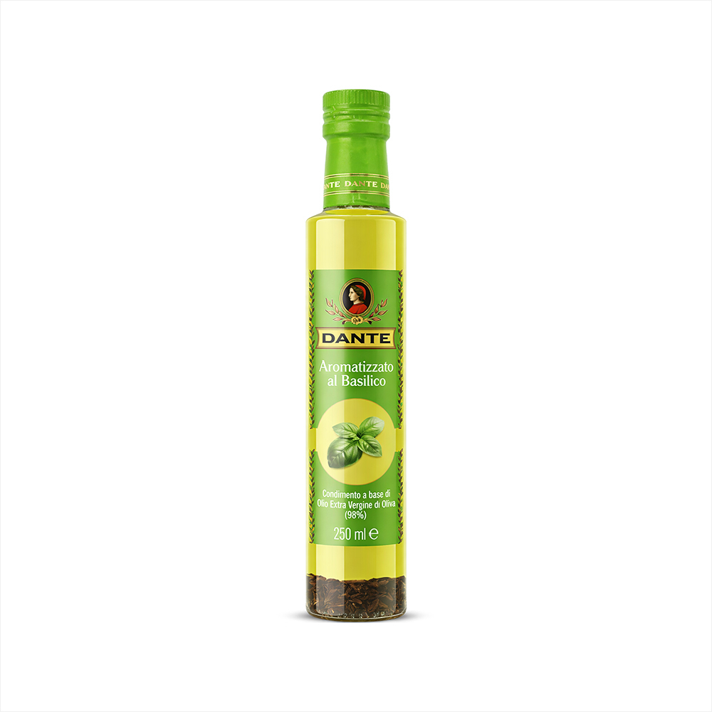 Aceite de oliva extra virgen aromatizado con albahaca Dante (250 ml)