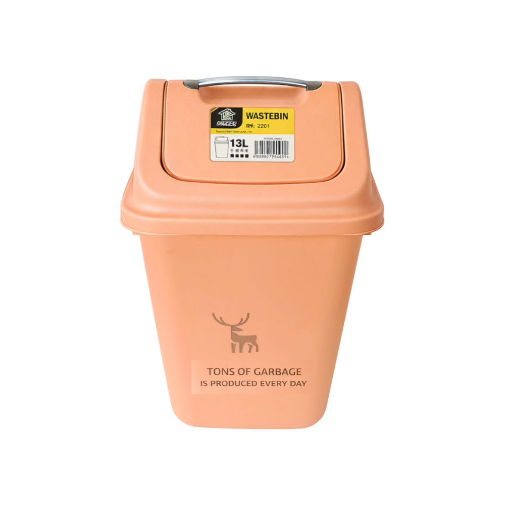 Cubo de basura portátil con tapa abatible Wastebin0